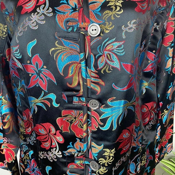 Chico’s, Plus Size Asian Silk Blend Blazer/Blouse Floral Design Sz 3 or Size 16 - Picture 5 of 11
